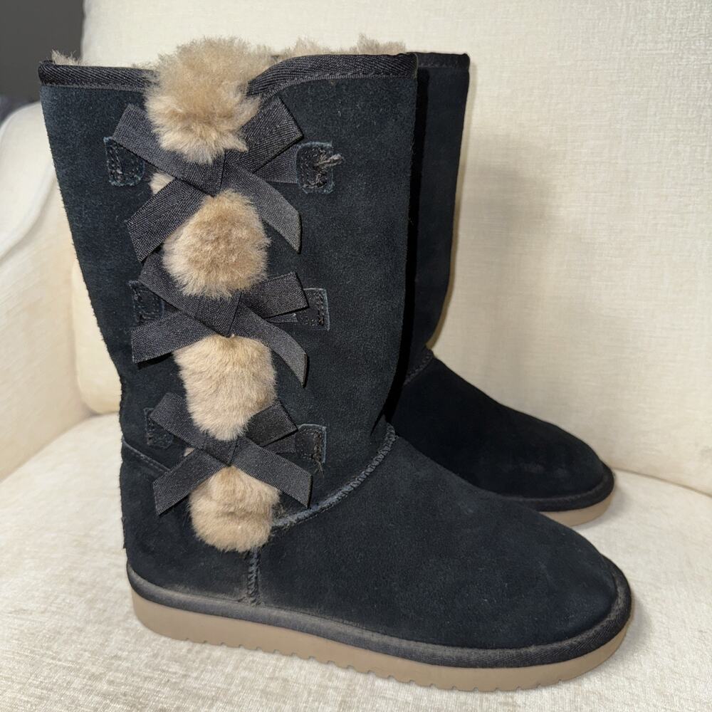Koolaburra by UGG Women's Black Suede Mid-Calf Snow Boots EU 38 EUC